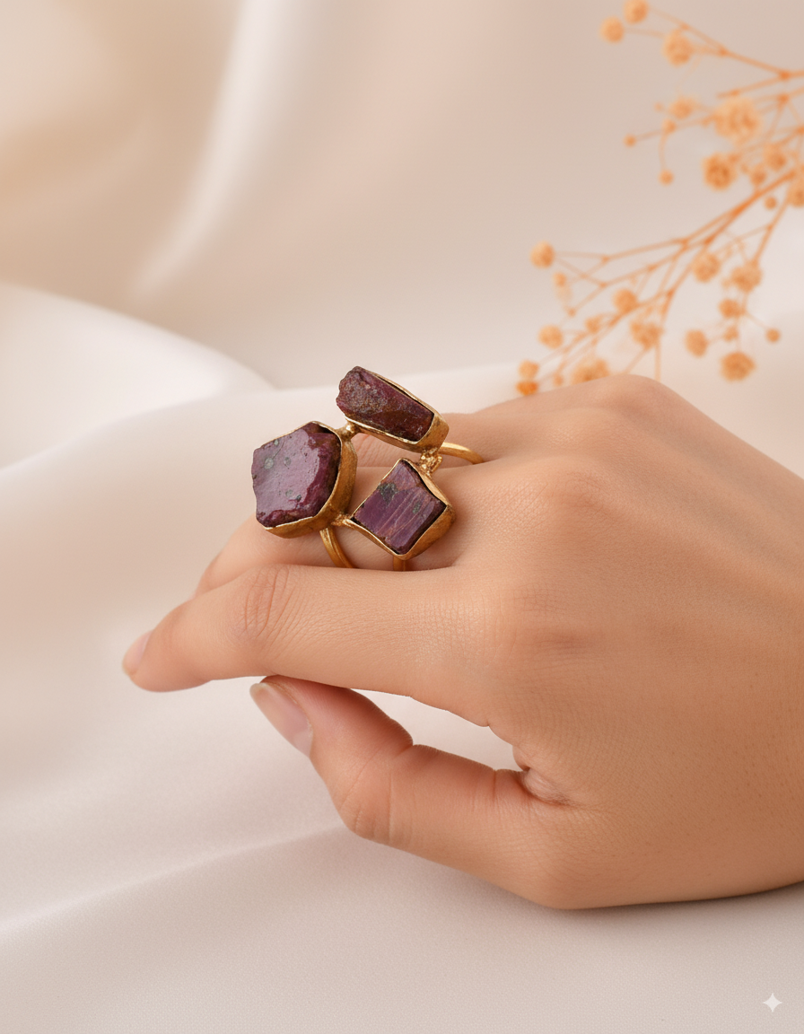 Majestic Ruby Dandiya Statement Ring